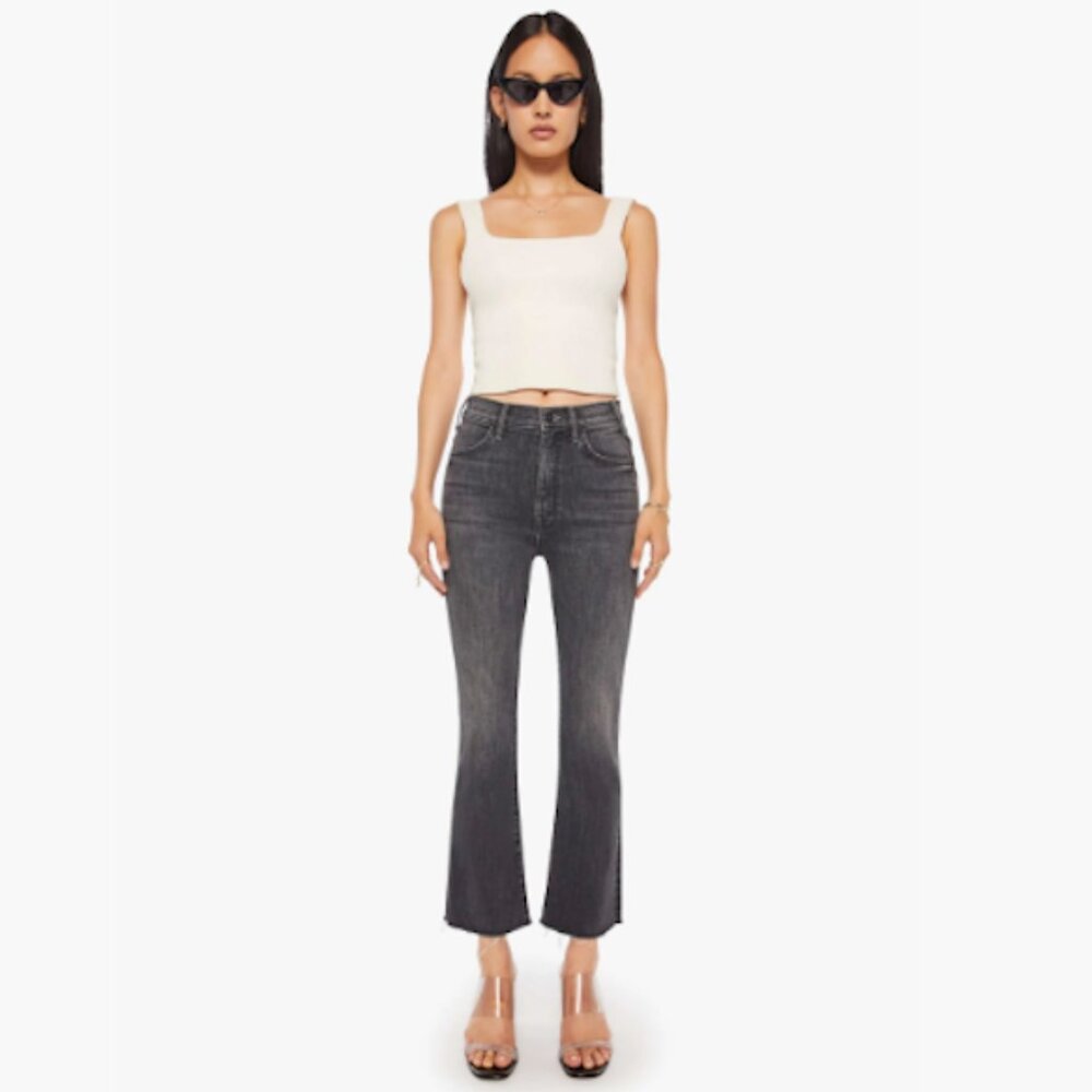 MOTHER The Hustler Ankle Fray Jeans 24 Lighting Up Lanterns Faded Black - Picture 1 of 6